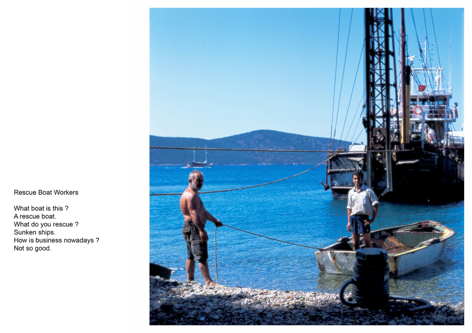 A book project about Bodrum Town - C type Prints with interview subtitles 80 x 100 cm