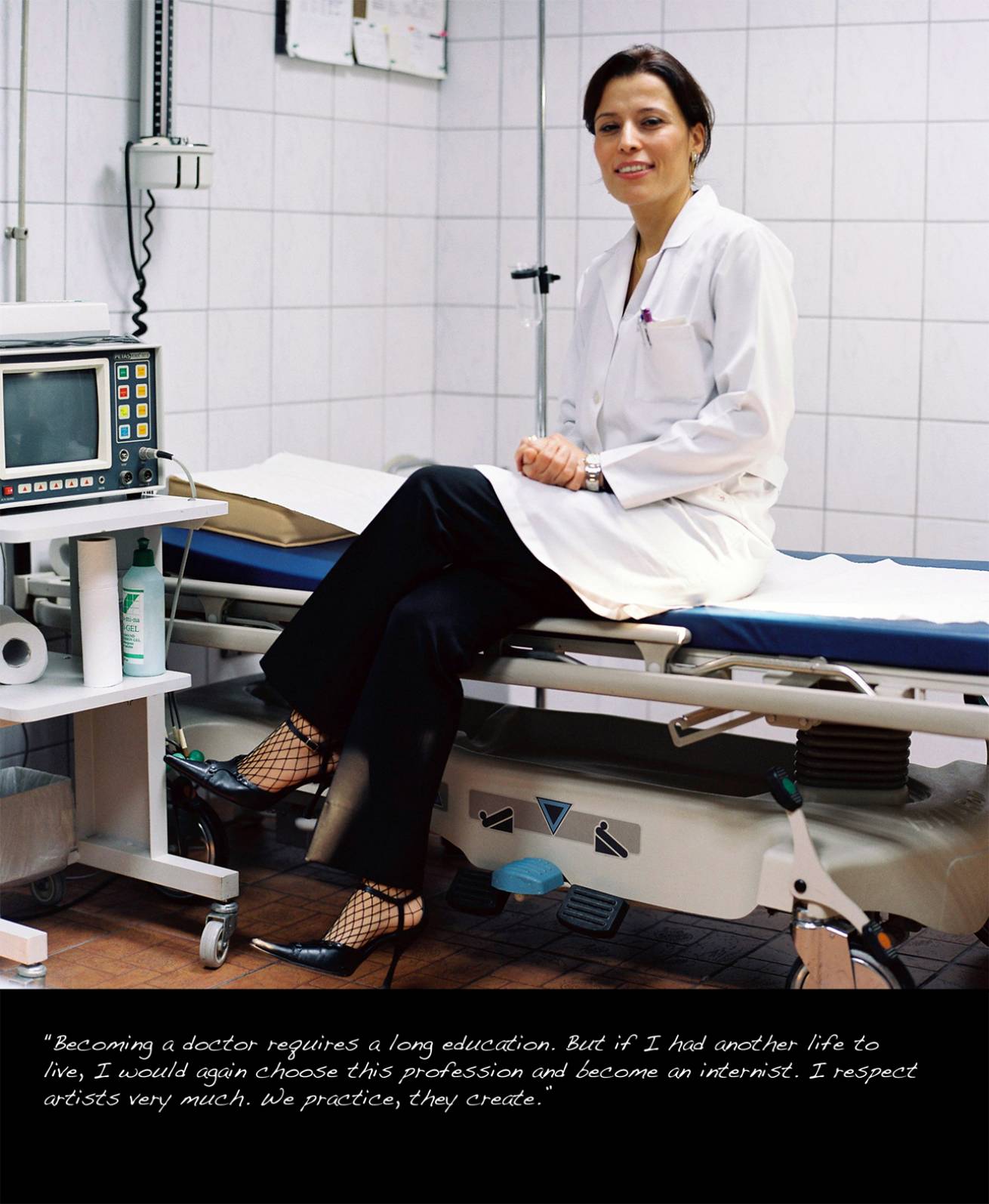 A book project of Interviews with Women - Pigment Prints with interview subtitles 80 x 100 cm