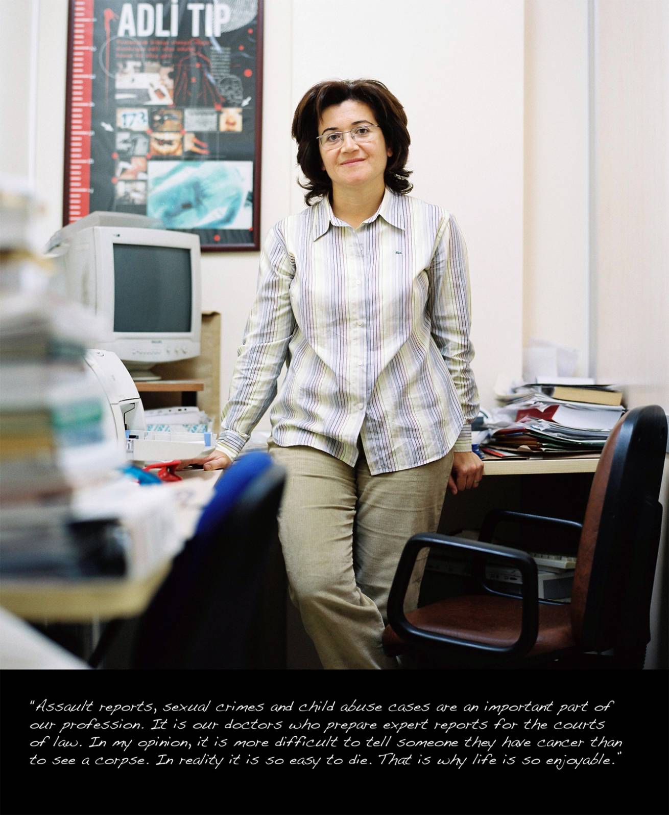 A book project of Interviews with Women - Pigment Prints with interview subtitles 80 x 100 cm