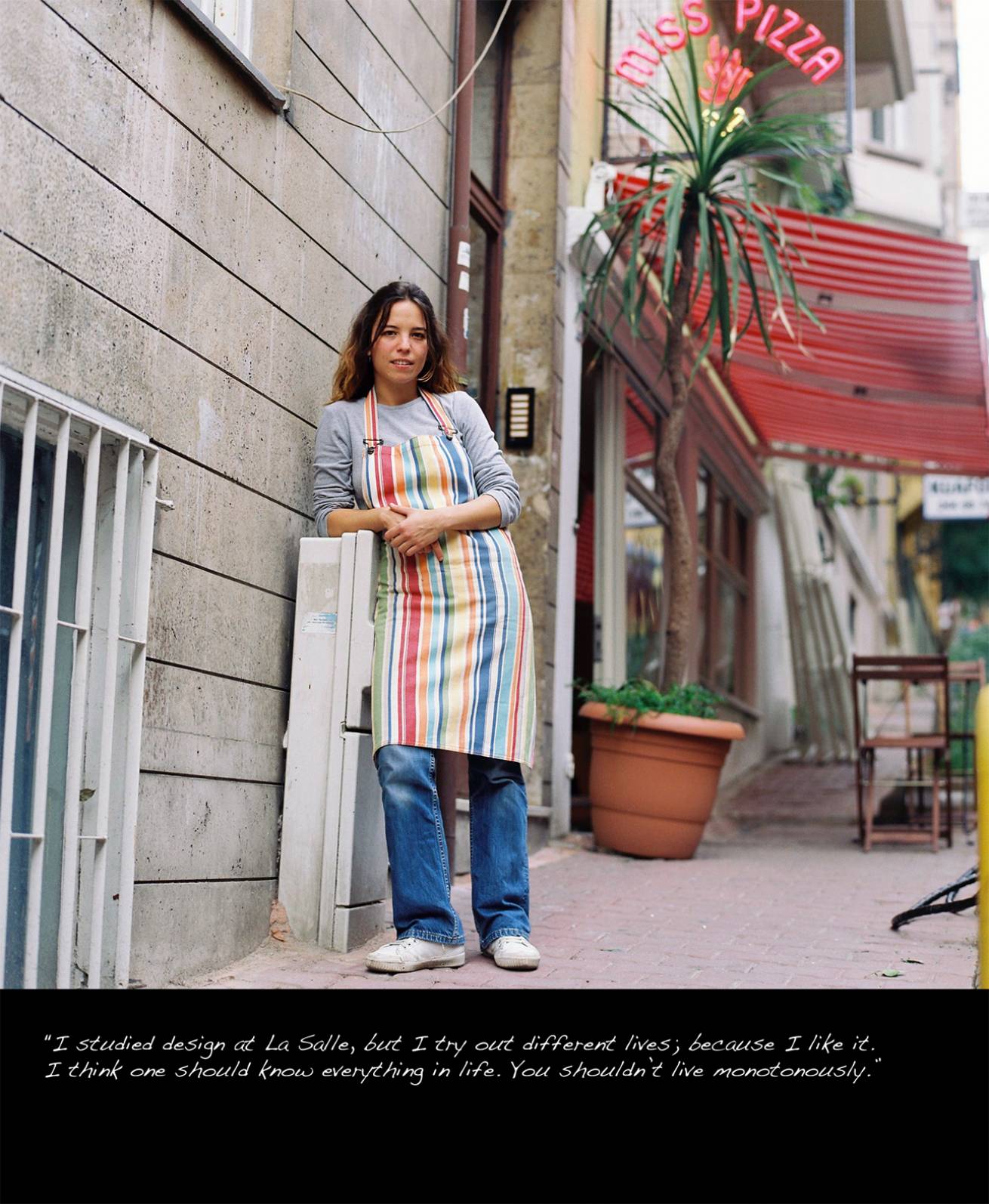 A book project of Interviews with Women - Pigment Prints with interview subtitles 80 x 100 cm