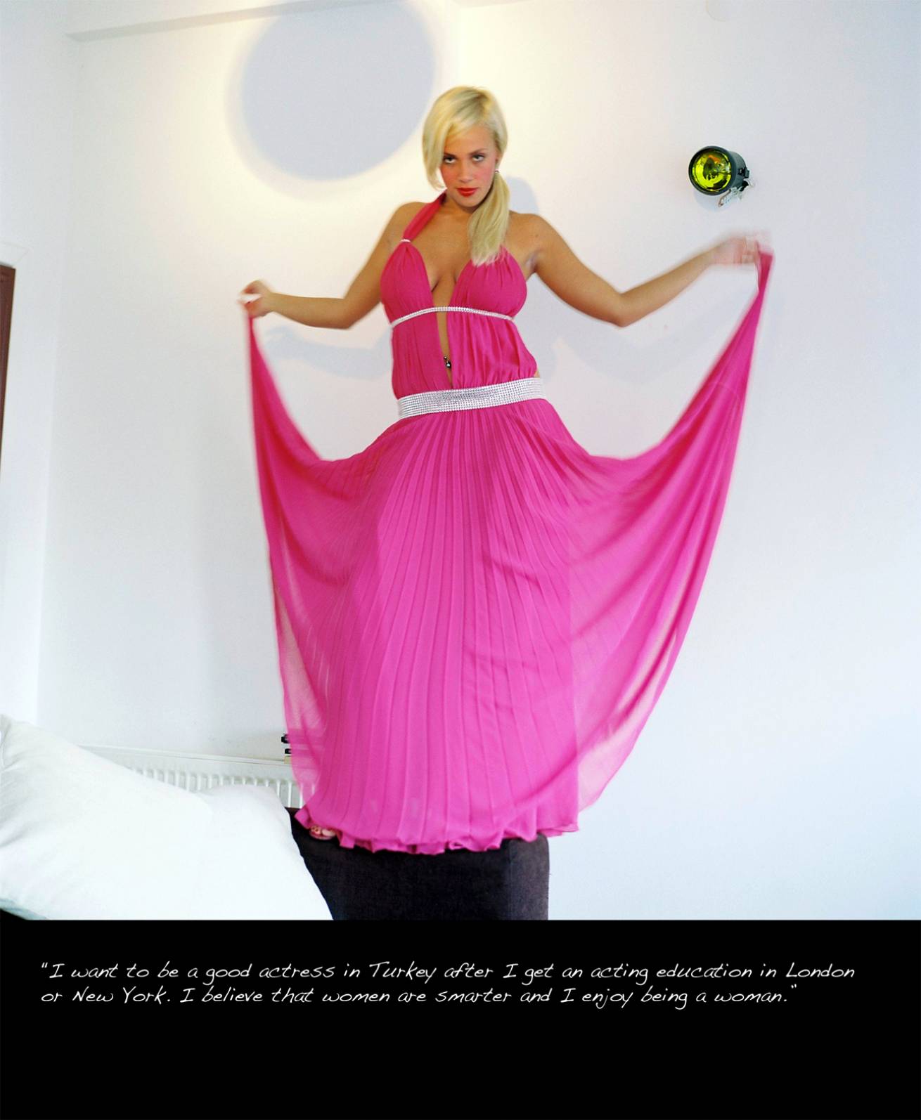 A book project of Interviews with Women - Pigment Prints with interview subtitles 80 x 100 cm