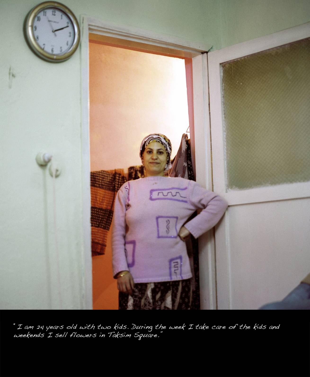 A book project of Interviews with Women - Pigment Prints with interview subtitles 80 x 100 cm