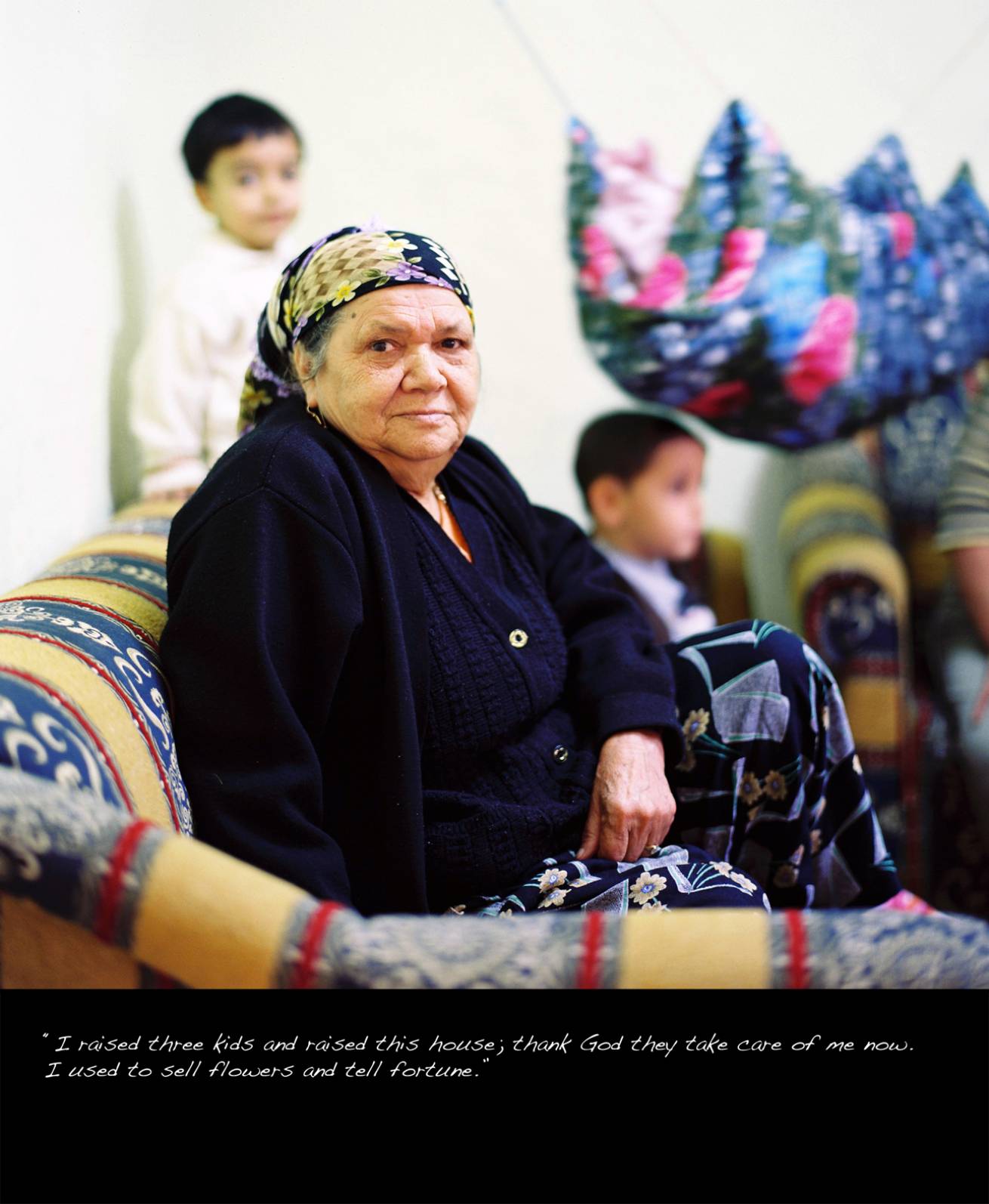 A book project of Interviews with Women - Pigment Prints with interview subtitles 80 x 100 cm