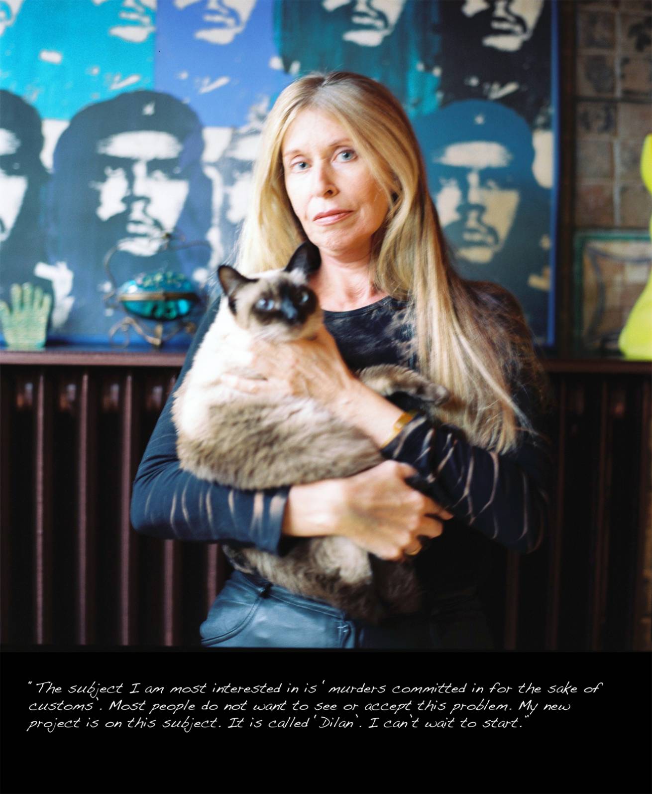 A book project of Interviews with Women - Pigment Prints with interview subtitles 80 x 100 cm