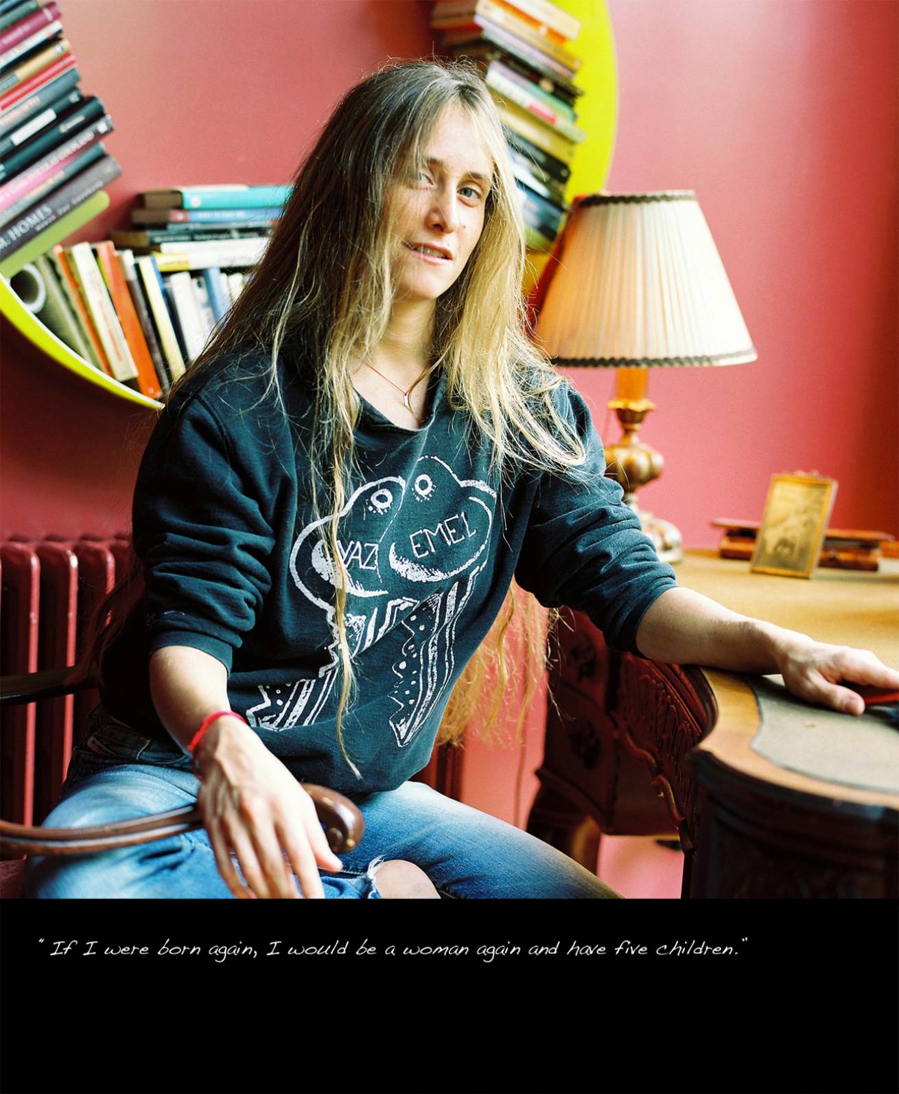 A book project of Interviews with Women - Pigment Prints with interview subtitles 80 x 100 cm