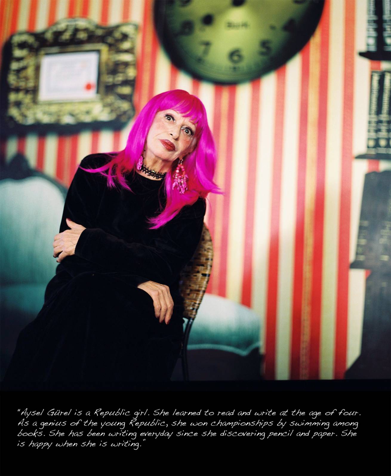 A book project of Interviews with Women - Pigment Prints with interview subtitles 80 x 100 cm