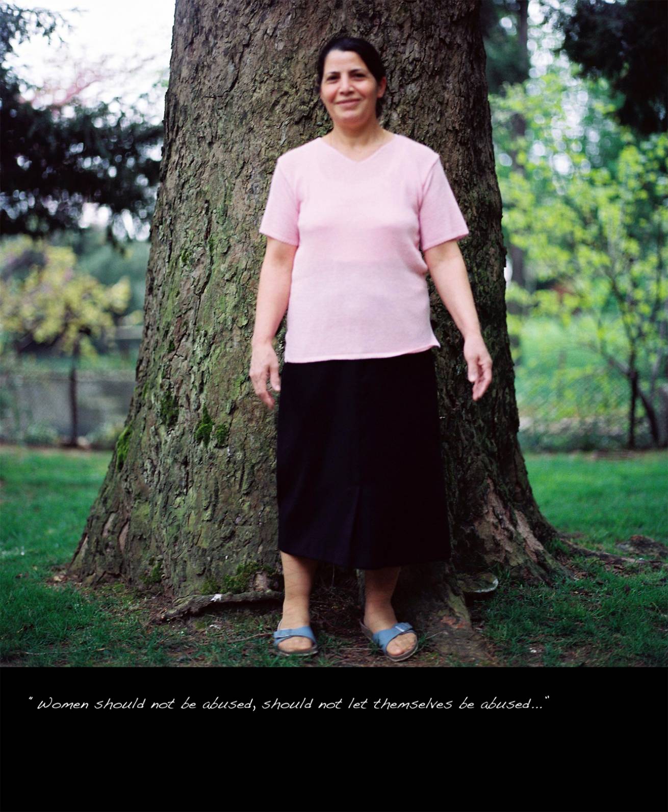 A book project of Interviews with Women - Pigment Prints with interview subtitles 80 x 100 cm