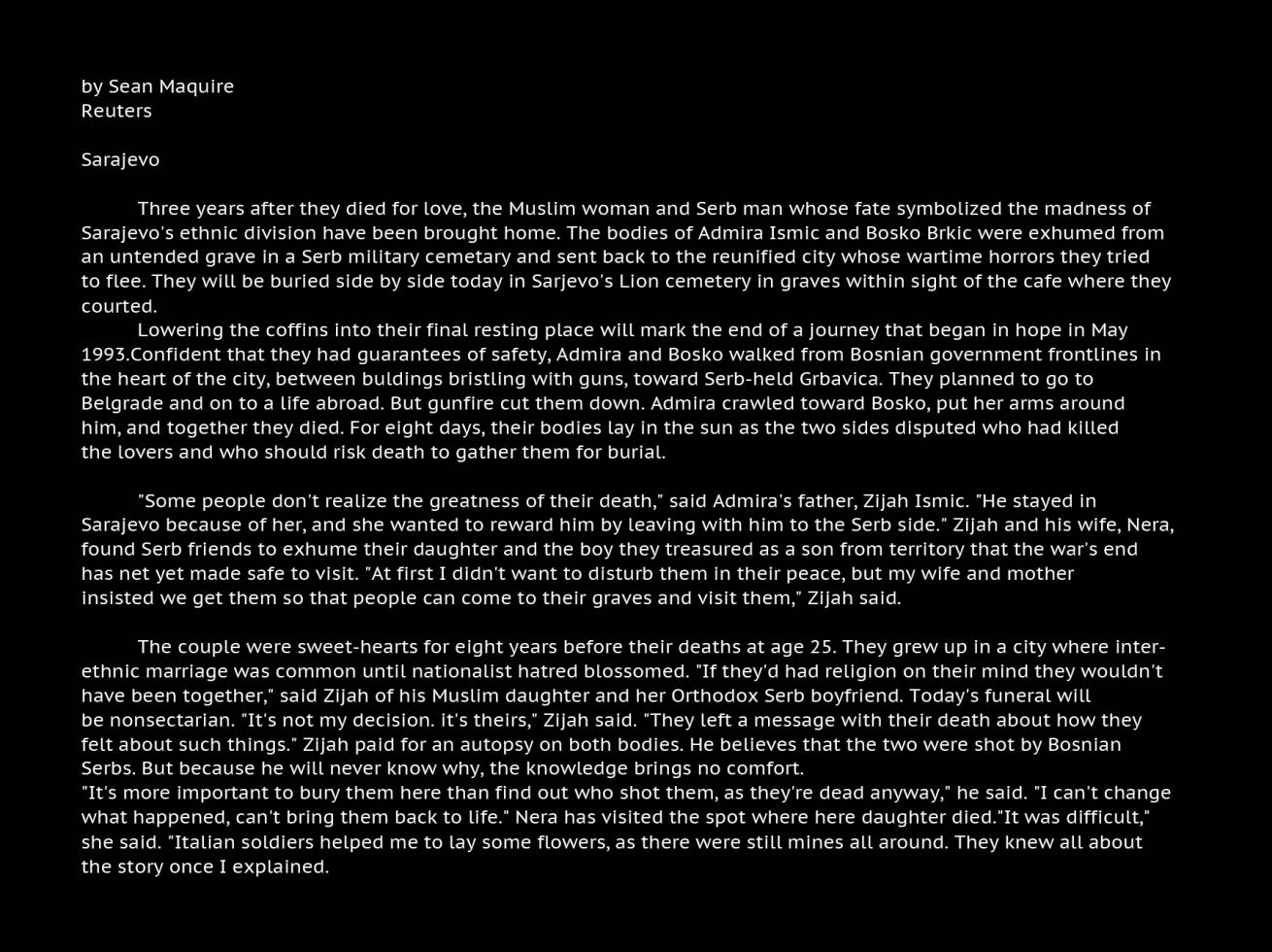 "Bosko and Amira's Story" - 45 x 60 cm Prints